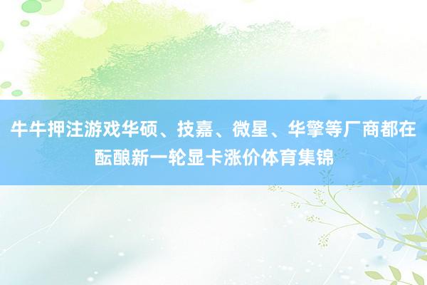 牛牛押注游戏华硕、技嘉、微星、华擎等厂商都在酝酿新一轮显卡涨价体育集锦